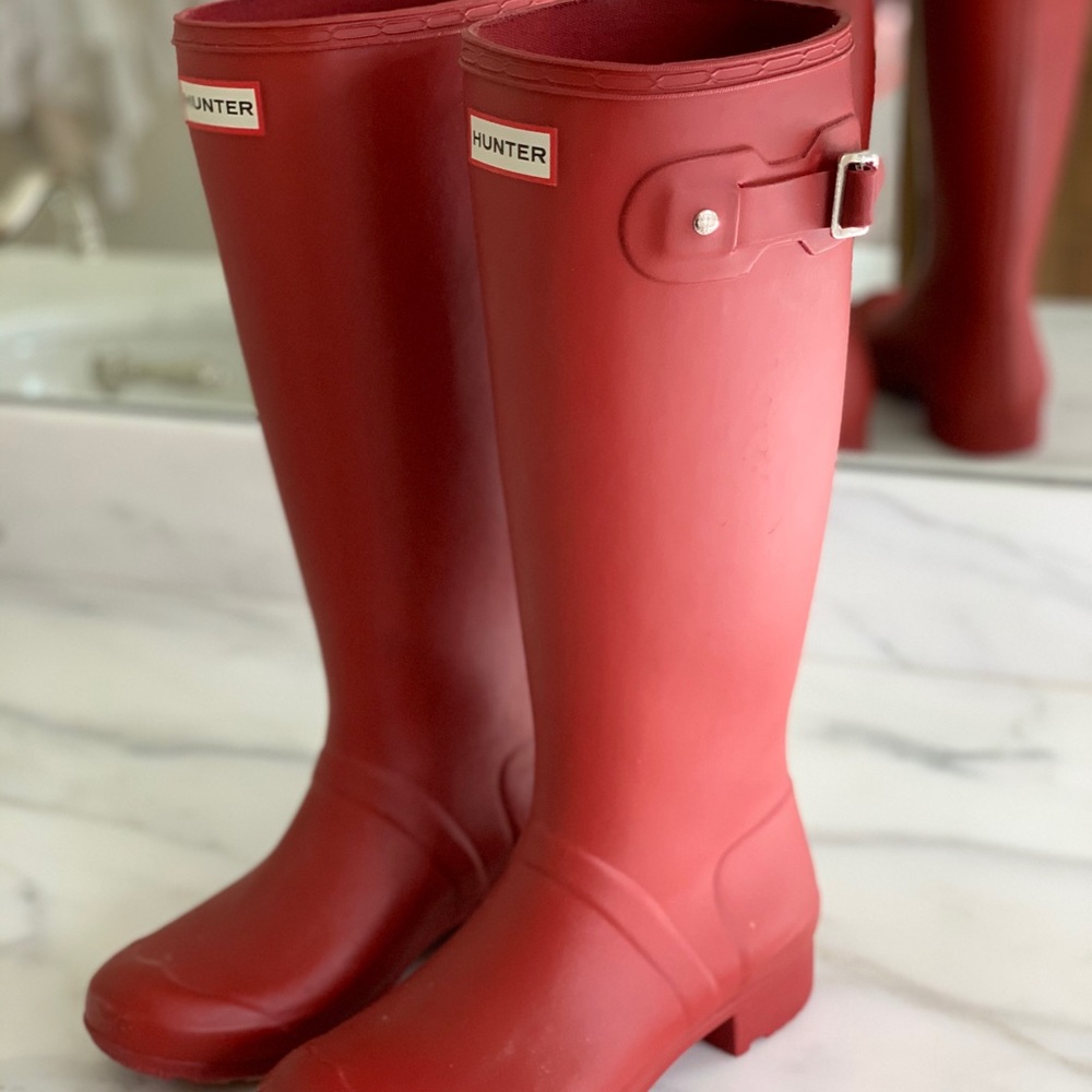 Red Hunter rain boots